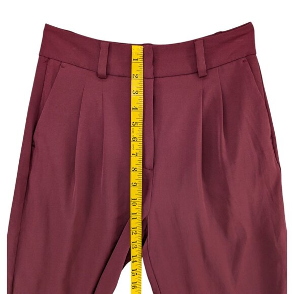 Jason Wu Wide Leg Pants Womens Burgundy Pleated High Rise Slacks Size XS - Picture 8 of 12